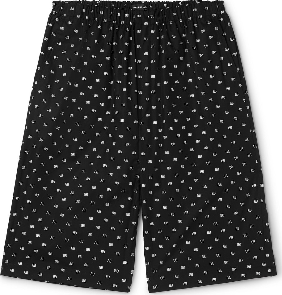 Balenciaga Logo-Jacquard Cotton-Poplin Shorts