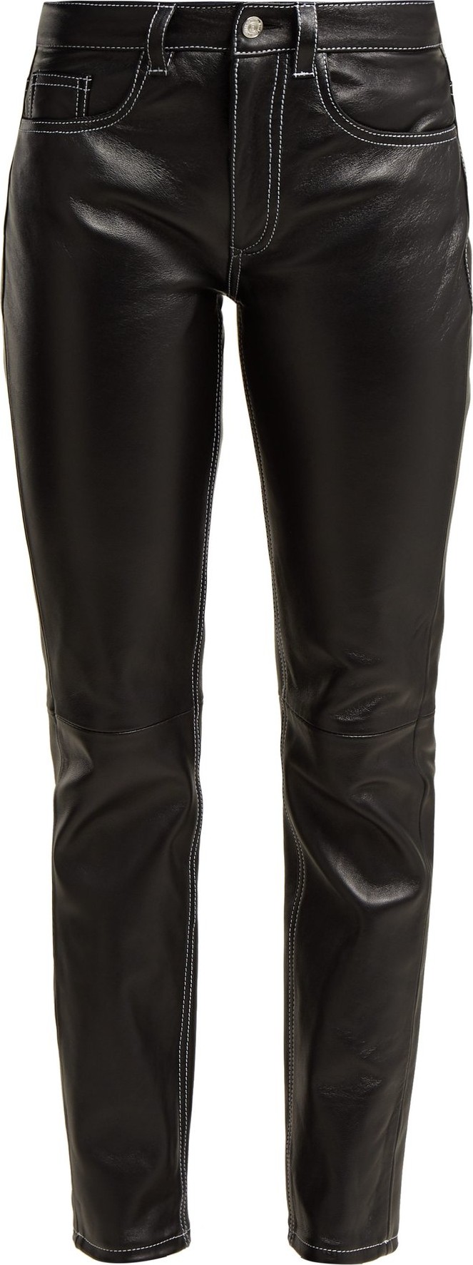 MM6 Maison Margiela Contrast-stitch leather trousers