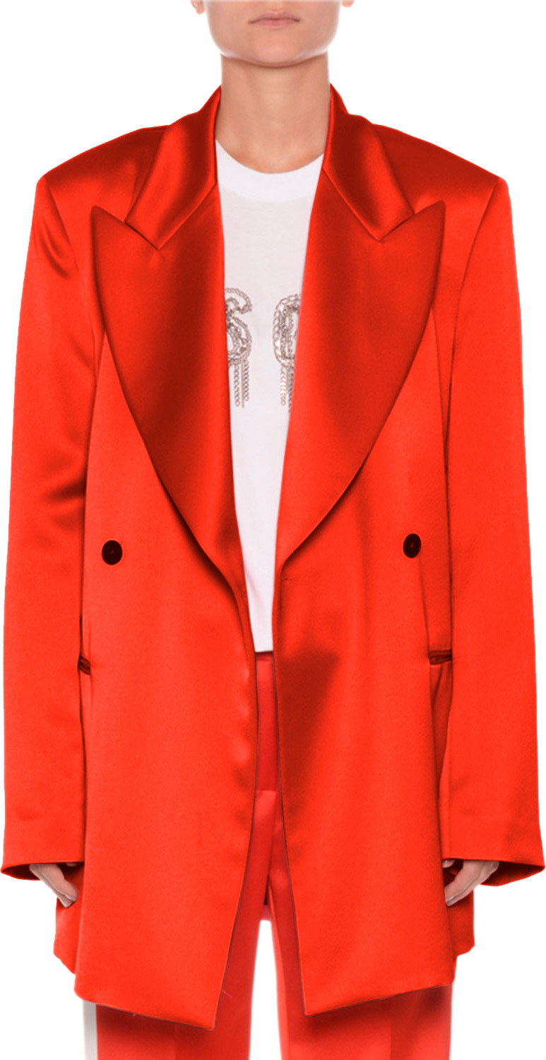 MSGM Oversized Double-Breasted Satin Blazer