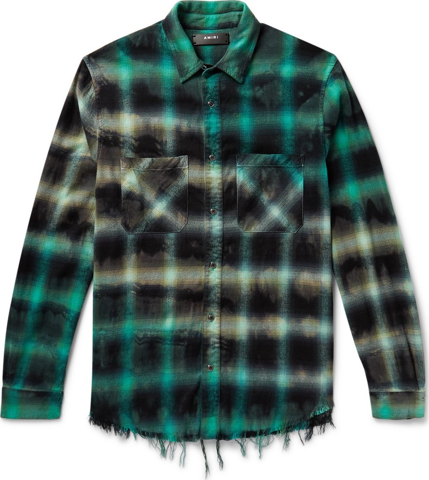 Amiri Distressed Checked Cotton-Blend Flannel Shirt