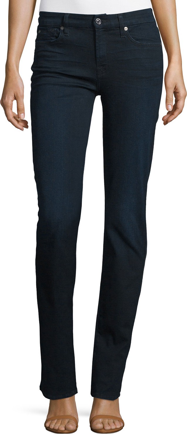 7 For All Mankind Kimmie Straight-Leg Jeans, Blue Black River