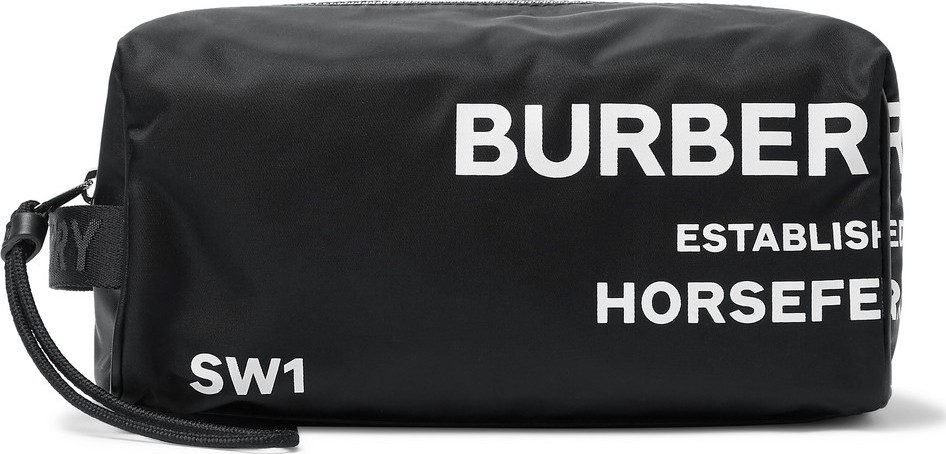 Burberry London England Webbing-Trimmed Logo-Print Nylon Wash Bag