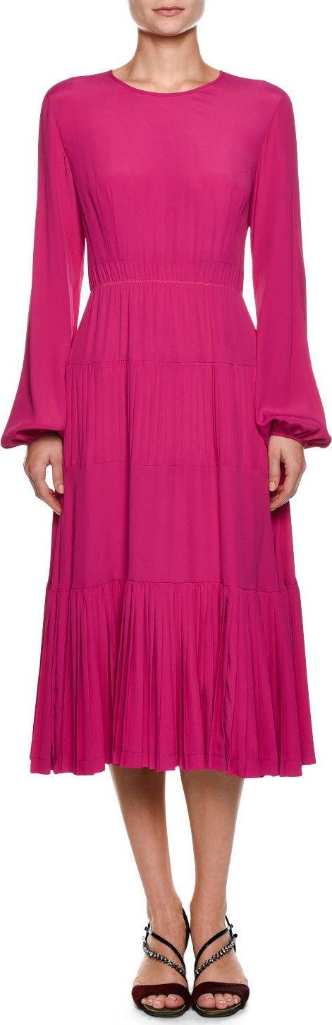 Nº21 Long-Sleeve Pleated Midi Dress