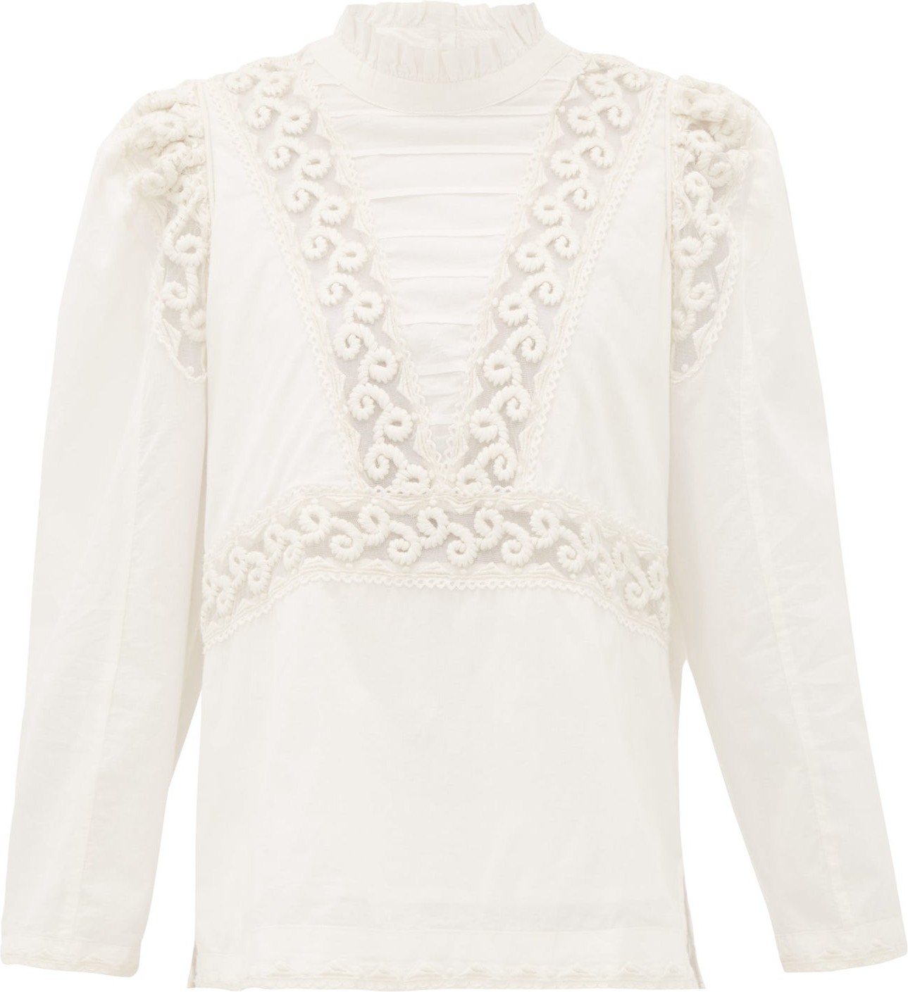 SEA Victoria embroidered pintucked cotton blouse