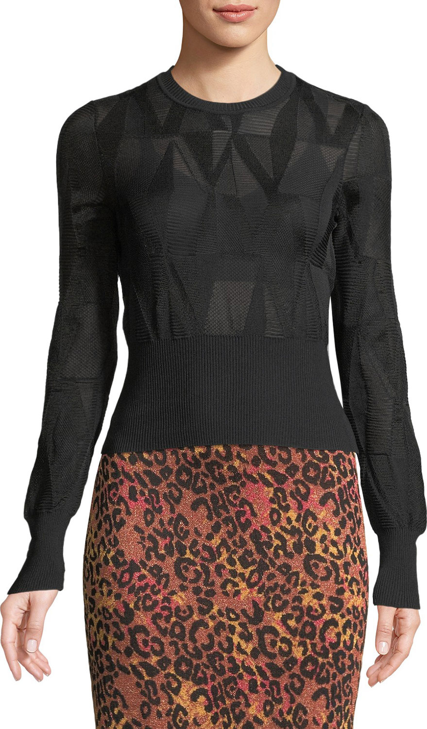 M Missoni Geometric-Mesh Crop Top