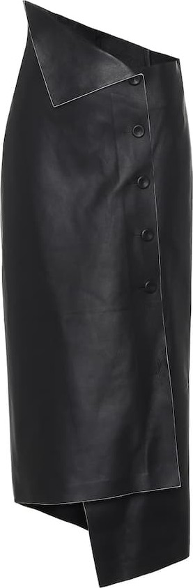 THE ROW Verna leather wrap skirt
