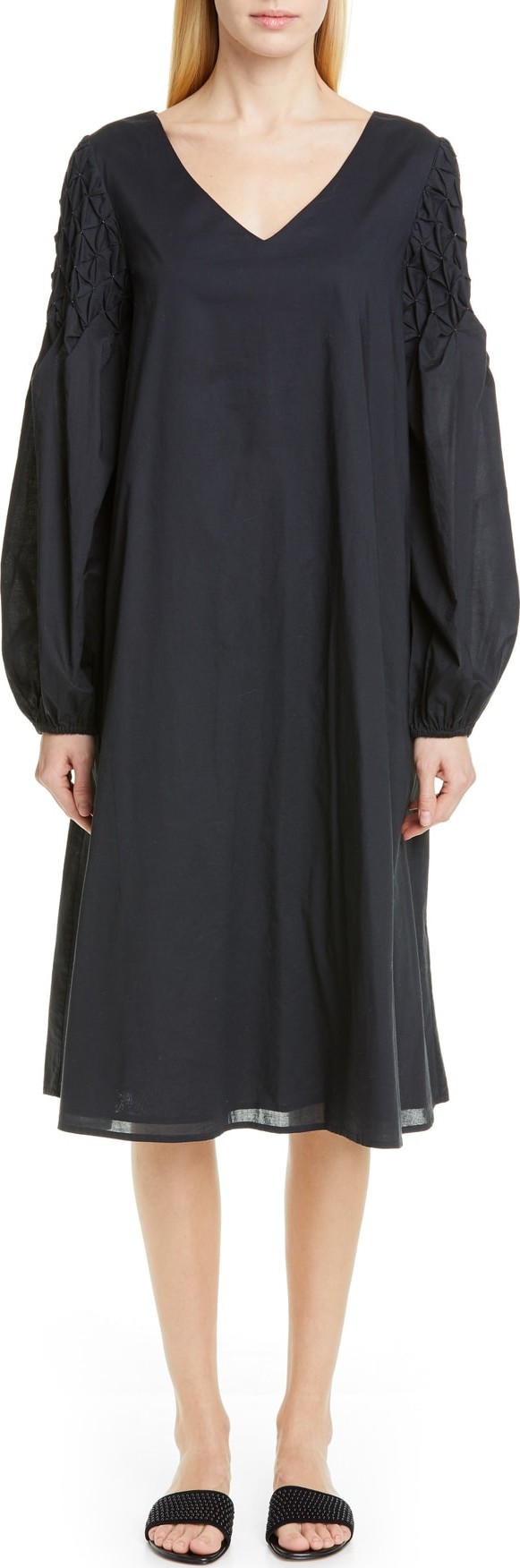 Merlette Balboa Smocked Sleeve Midi Dress