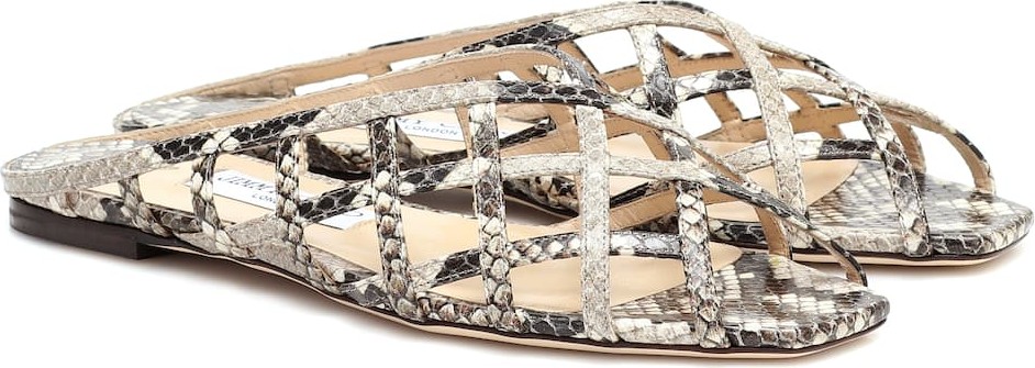 Jimmy Choo Sai snake-effect leather slippers