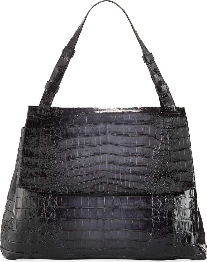 Nancy Gonzalez Large Crocodile Flap Shoulder Bag