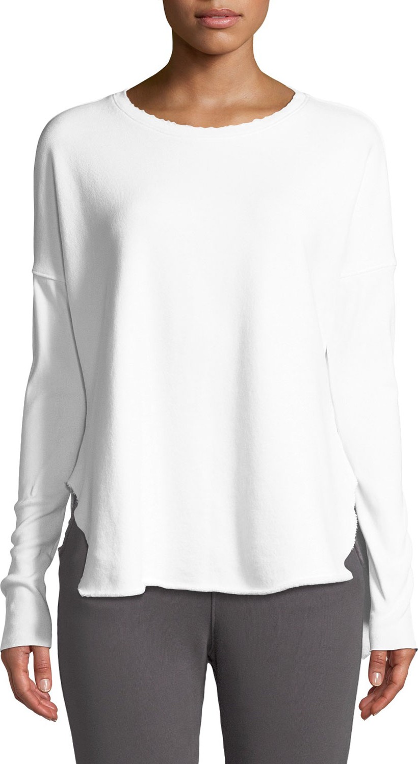 FOREO Long-Sleeve High-Low Cotton Fleece Sweatshirt