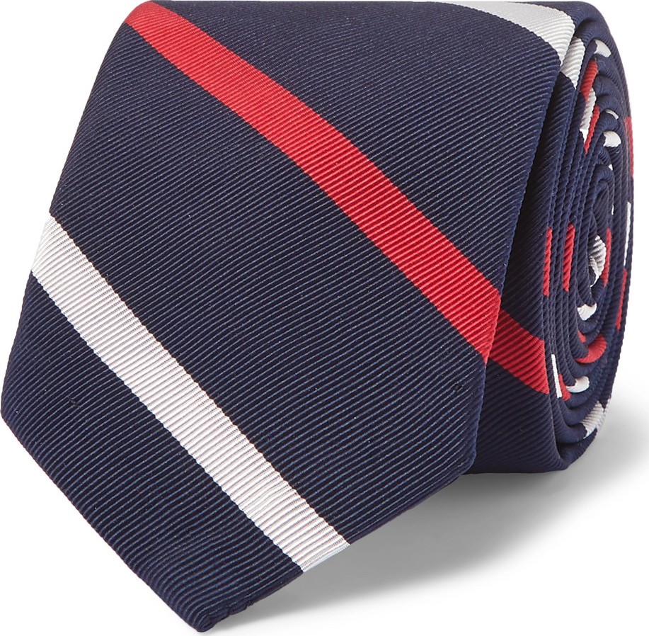 Thom Browne 5cm Striped Silk and Cotton-Blend Tie