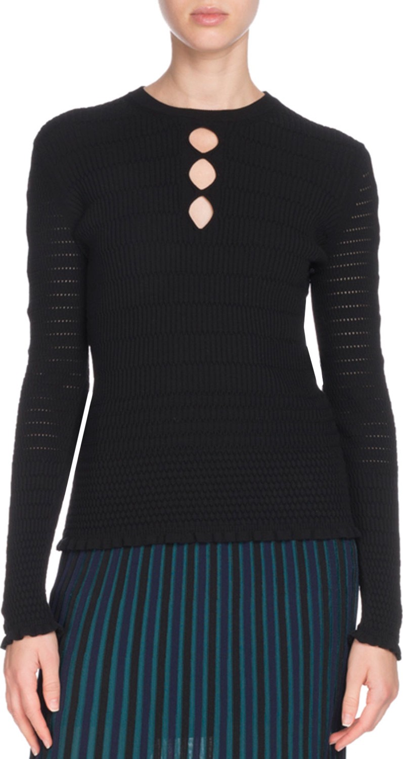 KENZO Fitted Knit Keyhole Sweater