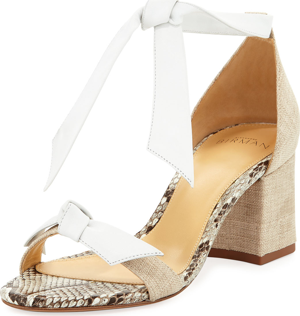 Alexandre Birman Clarita Mixed Block-Heel Sandal