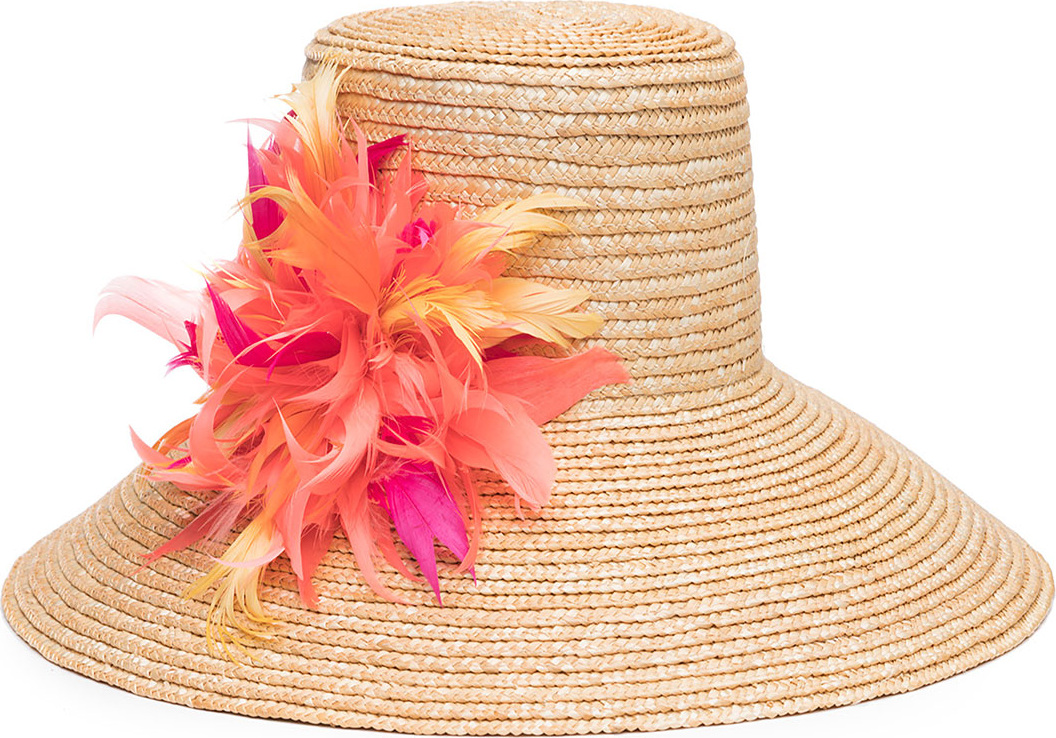 Eugenia Kim Annabelle Straw Sun Hat w/ Feather Trim