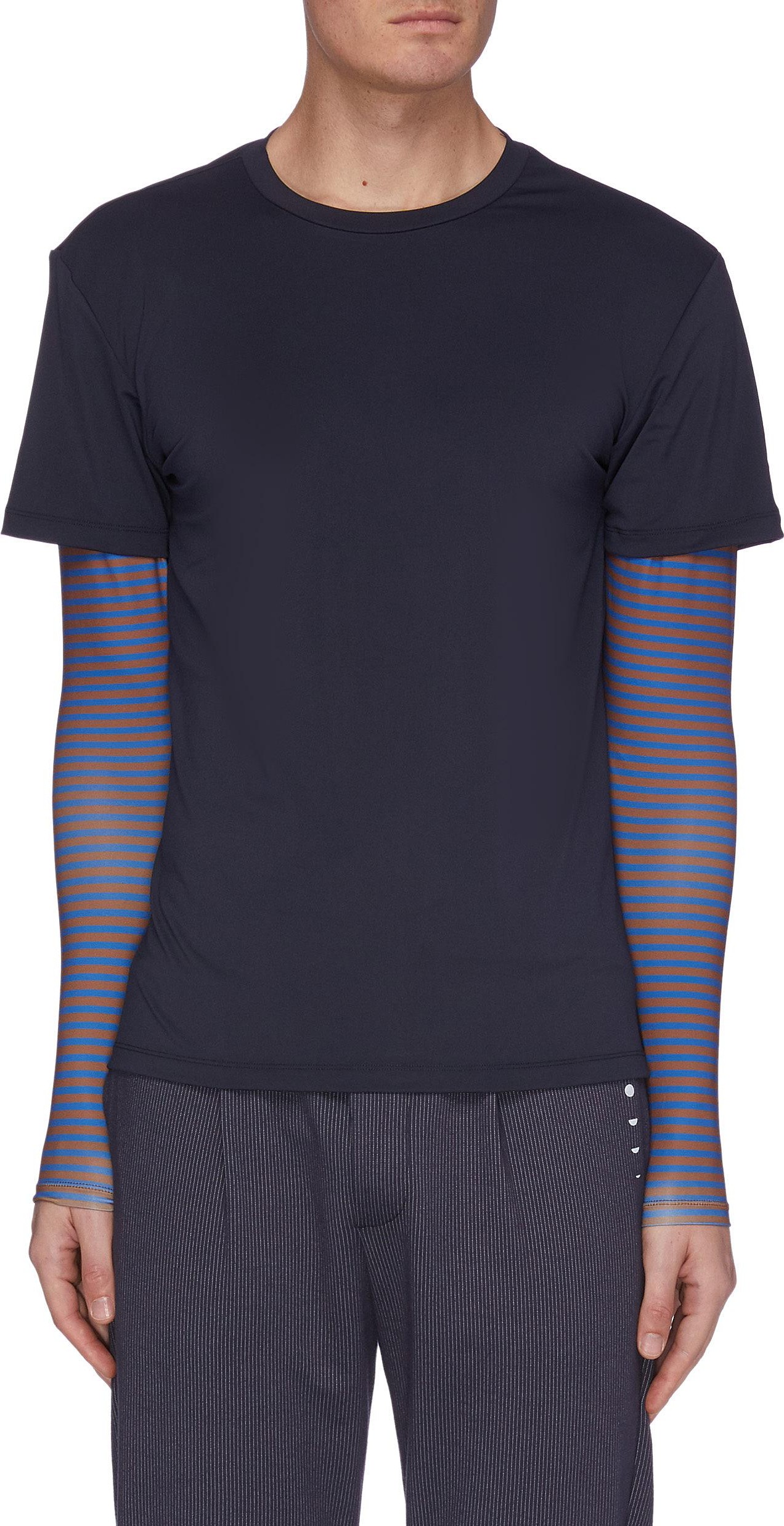 Particle Fever Quickdry layered stripe sleeve T-shirt