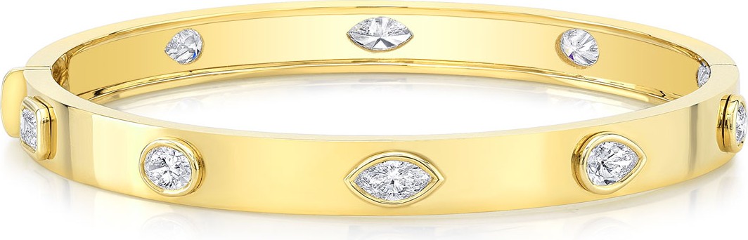 Norman Silverman 18k Yellow Gold Fancy Diamond Bangle