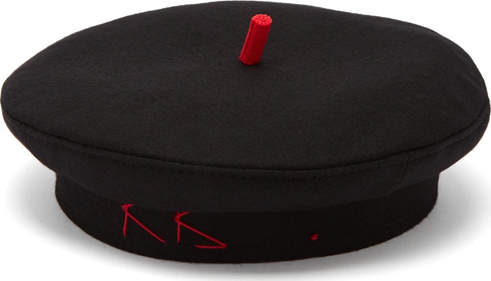 Ruslan Baginskiy Hats Monogram-embroidered wool beret