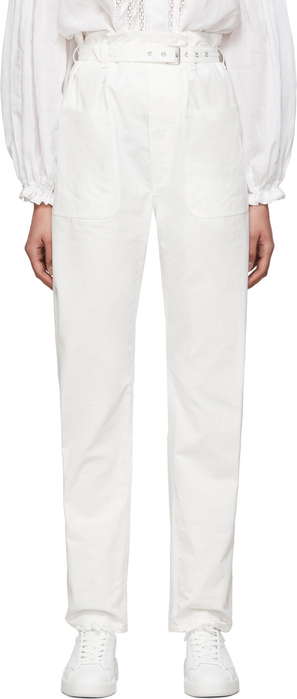 Isabel Marant White Kelinny Paperbag Waist Trousers