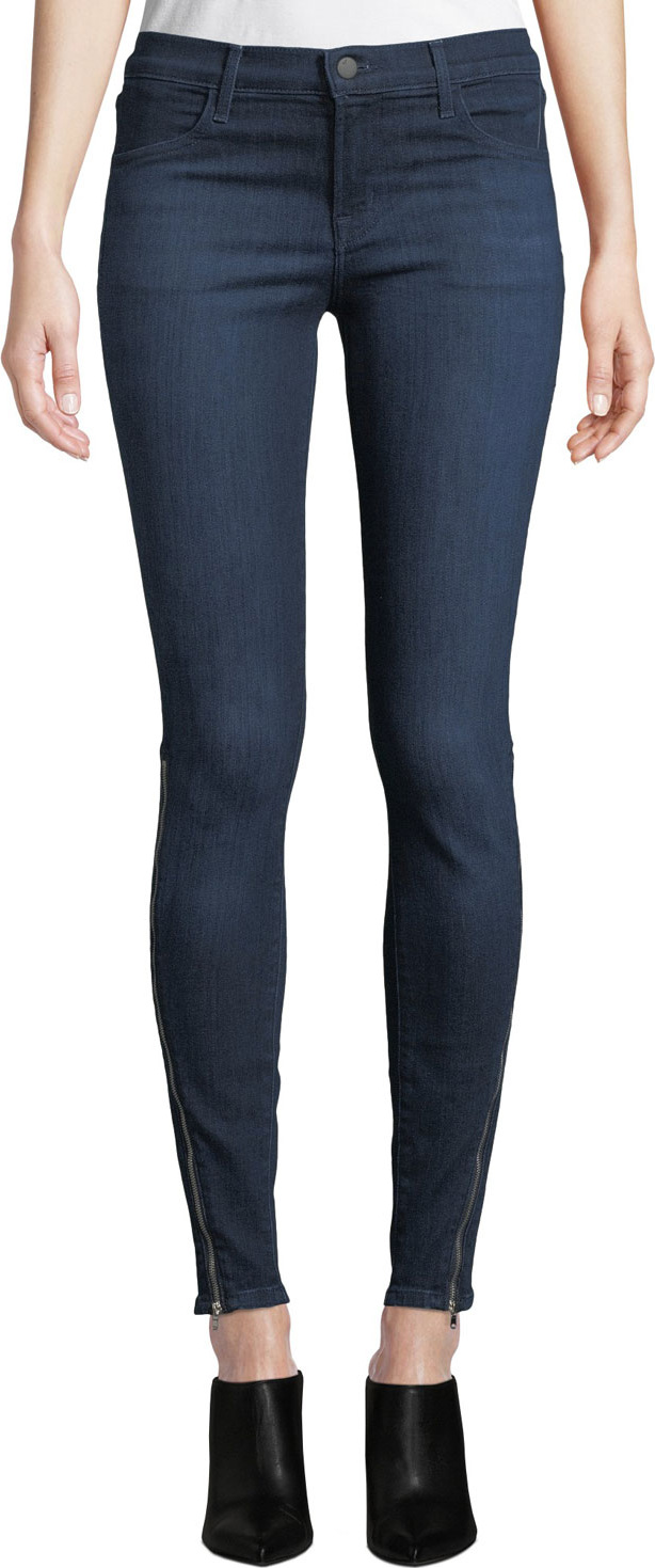 J BRAND 620 Mid-Rise Ankle Skinny Jeans w/ Zipper Cuffs