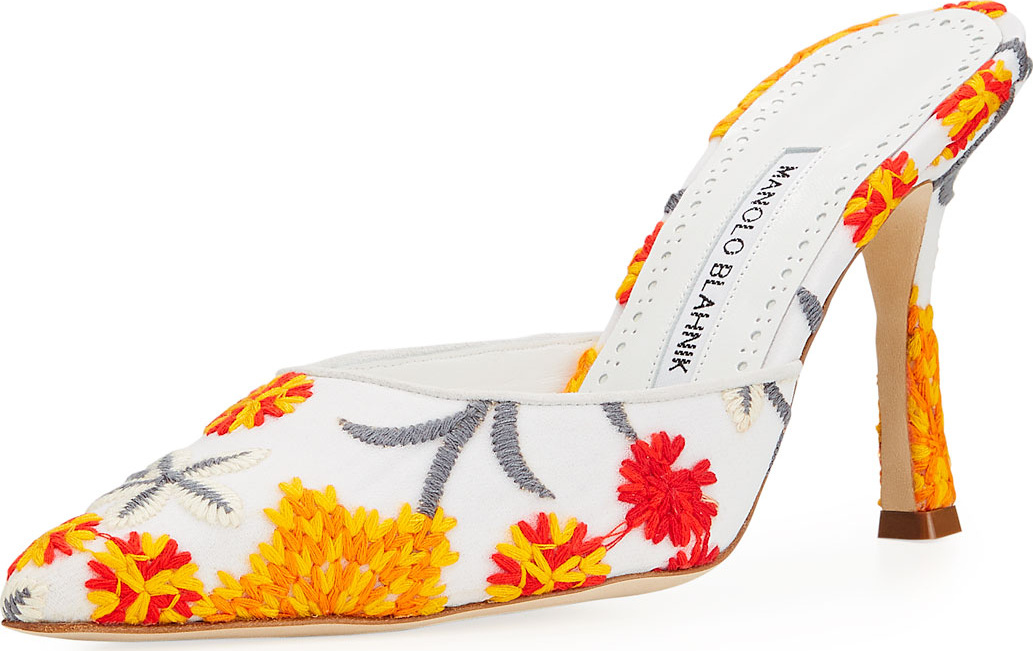 Manolo Blahnik Arriga 90mm Embroidered Mules