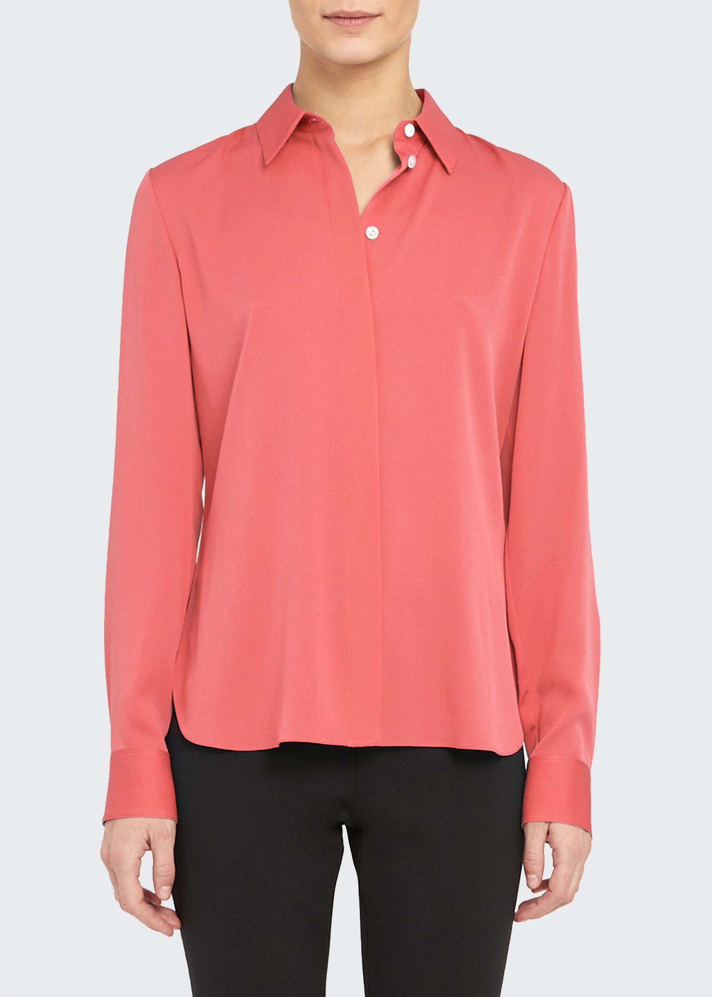 Theory Stretch Silk Classic Fitted Shirt
