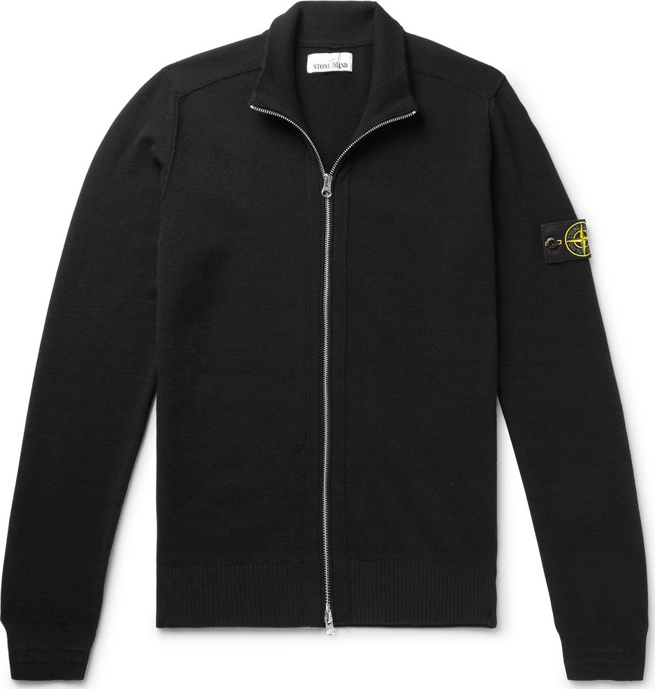 Stone Island Logo-Appliquéd Wool-Blend Zip-Up Cardigan