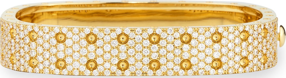 Roberto Coin Pois Moi Yellow Gold 2-Row Diamond Bangle
