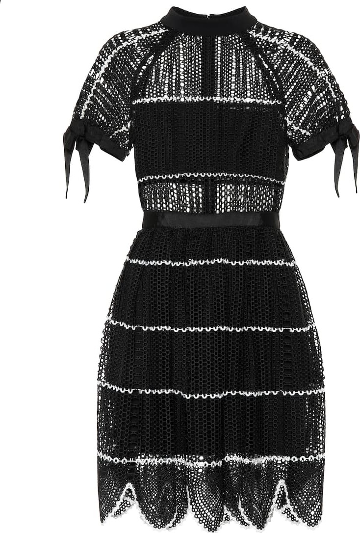 Self Portrait Scalloped crochet minidress