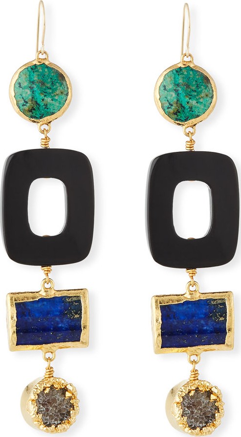NEST Jewelry Turquoise & Black Horn Statement Earrings