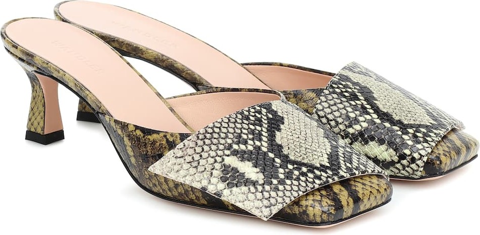 Wandler Isa snake-effect leather mules