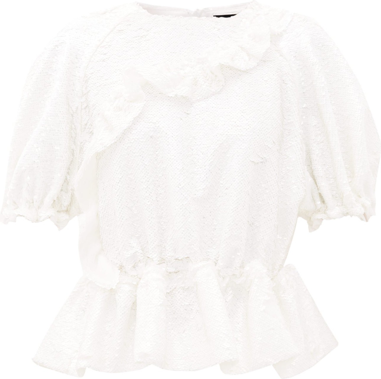 Simone Rocha Ruffled sequinned peplum blouse
