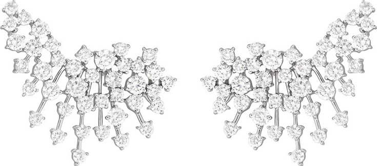 Hueb Luminus 18k White Gold Diamond Curved Earrings