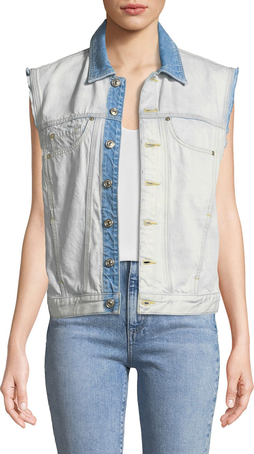 7 For All Mankind Oversize Button-Front Denim Vest