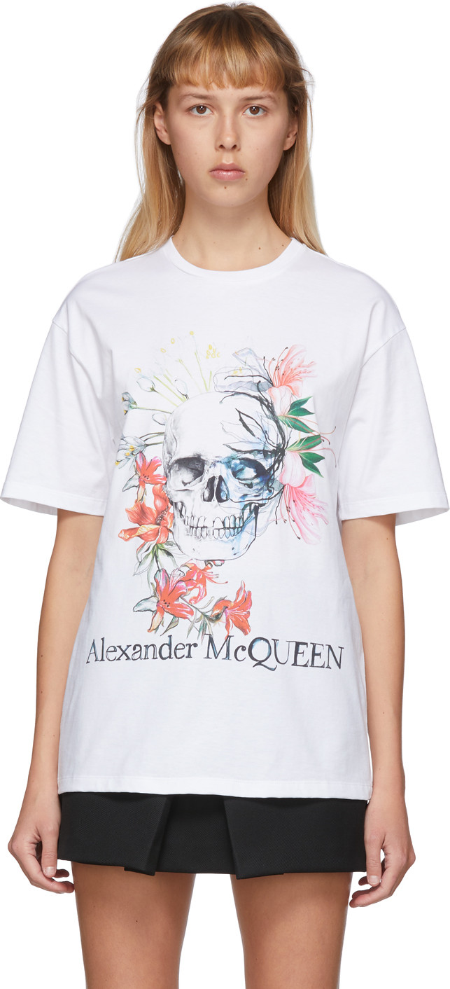 Alexander McQueen White Romantic Skull T-Shirt