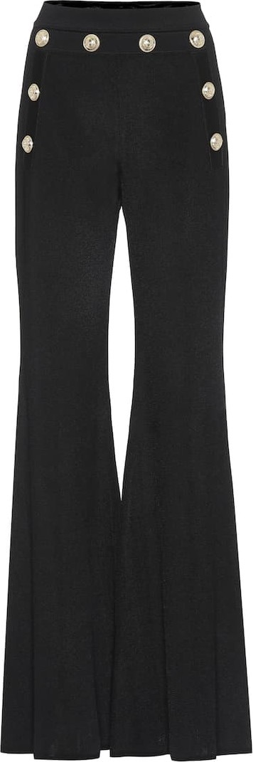 Balmain High-rise flared knit pants