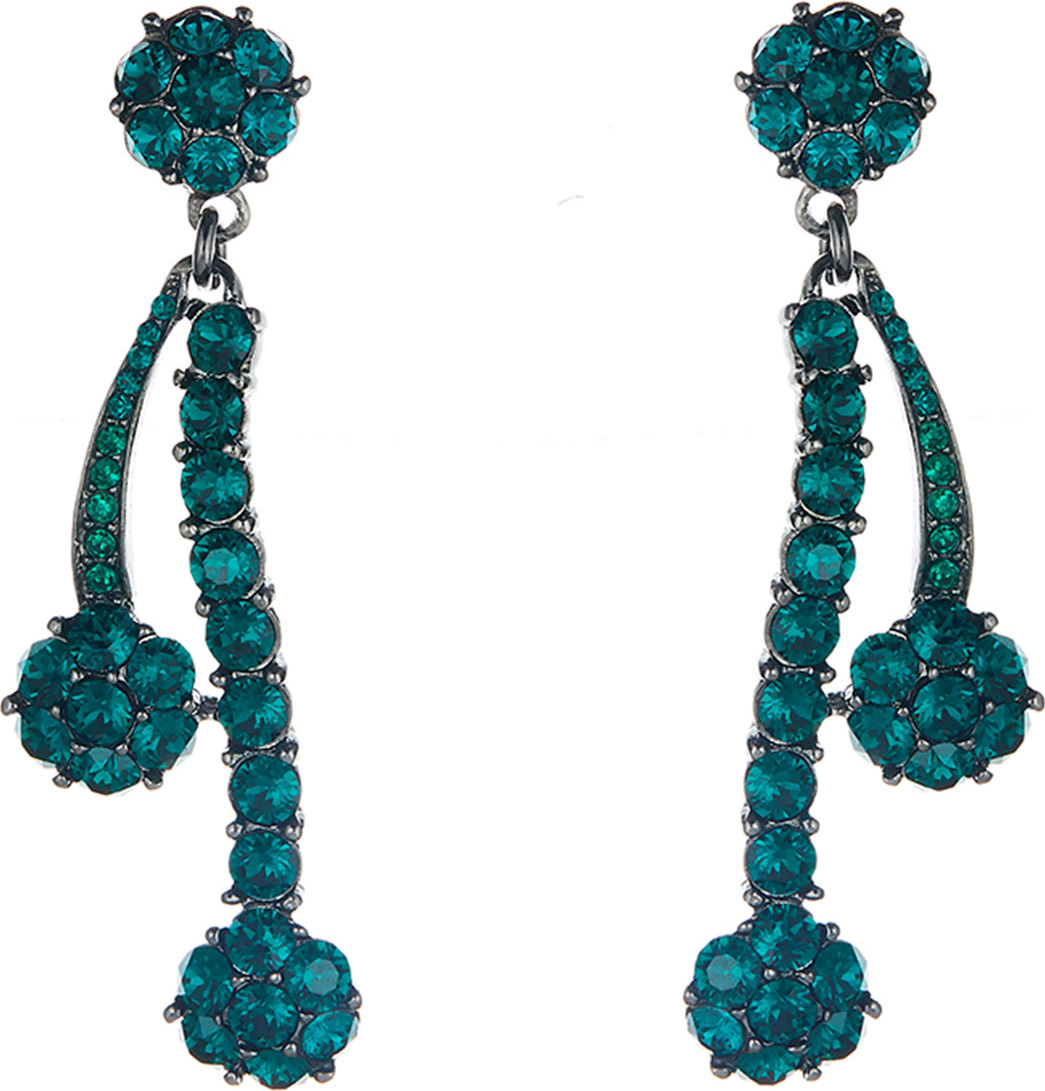 Oscar De La Renta Crystal Double Drop Earrings