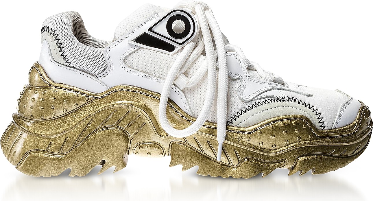 N°21 White Synthetic & Calf Leather Sneakers