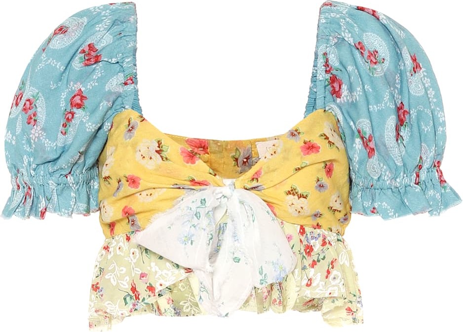 LOVESHACKFANCY Soleil floral cotton crop top
