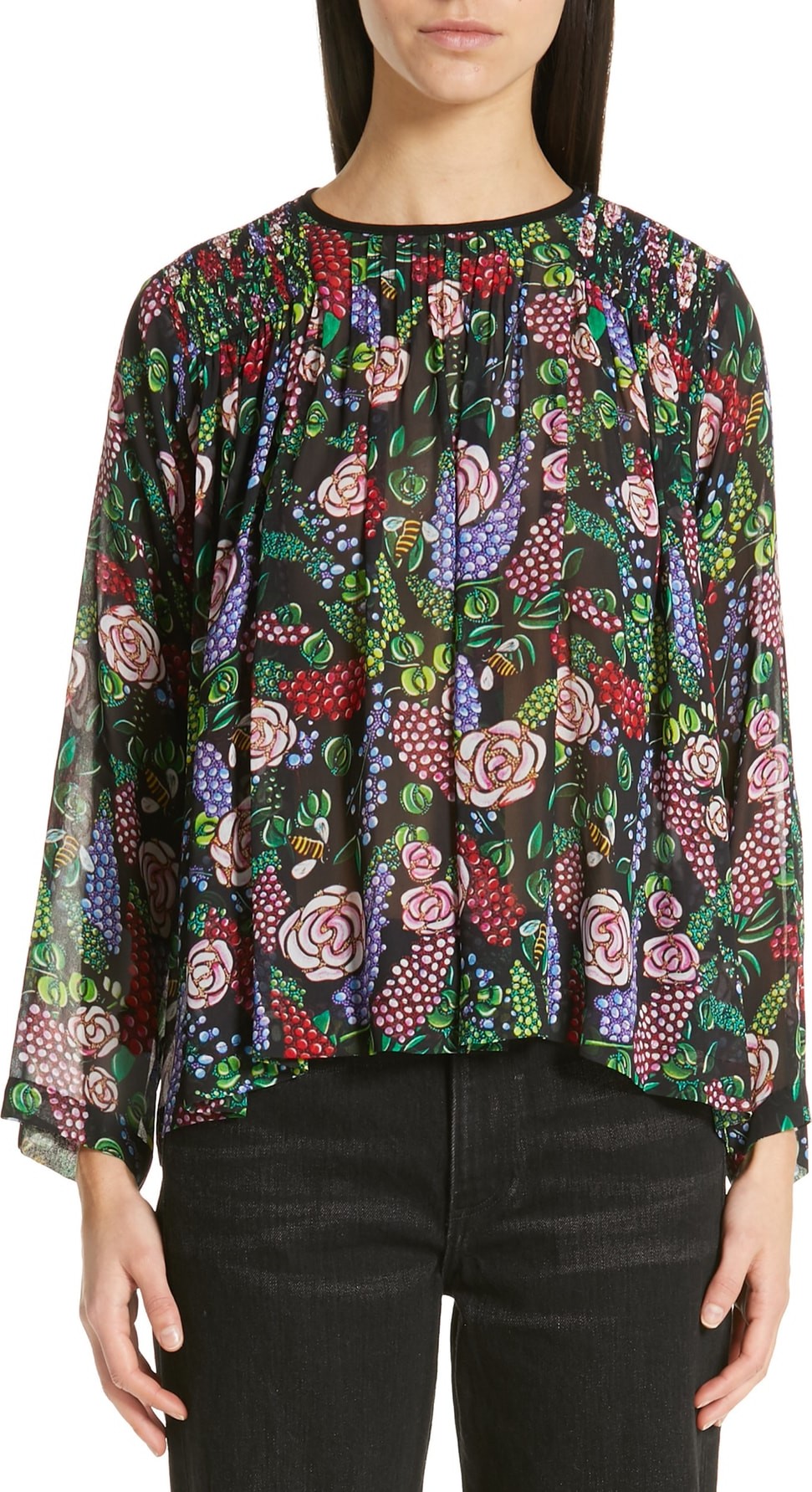 Tricot Comme des Garçons Floral Print Georgette Top