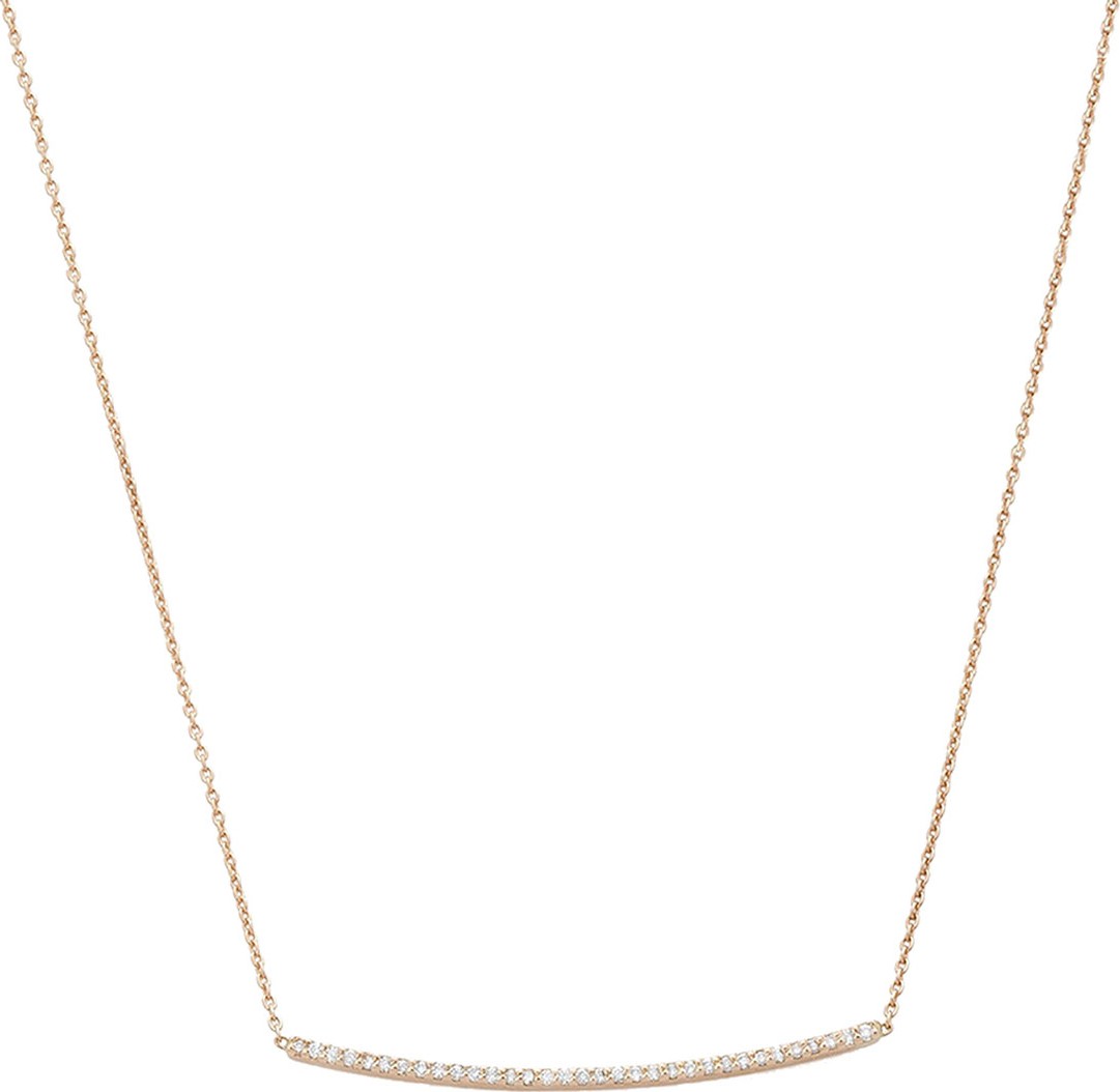 Kismet by Milka Lumiere 14k Rose Gold Diamond Curved Bar Necklace