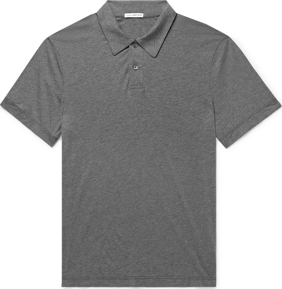 James Perse Mélange Cotton and Cashmere-Blend Polo Shirt