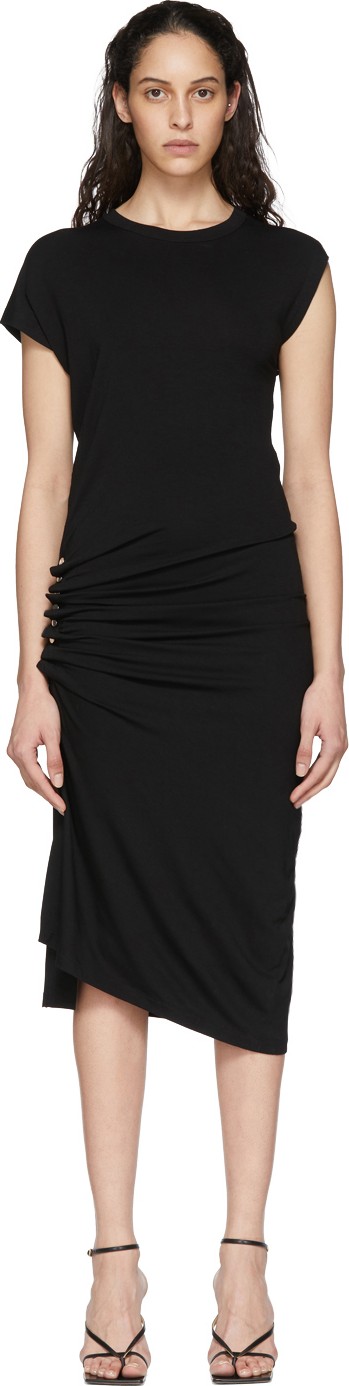 Paco Rabanne Black Gathered Jersey Dress
