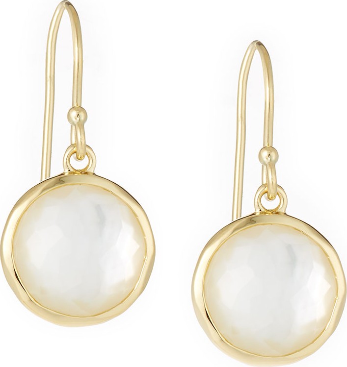 IPPOLITA Lollipop® Mini Earrings in 18K Gold with Clear Quartz and Mother-of-Pearl Doublet