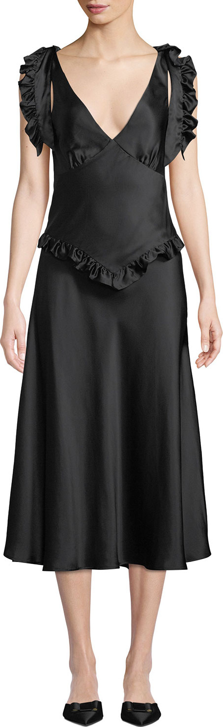 Maggie Marilyn You're The One Silk Satin Ruffle Dress