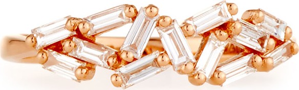 Suzanne Kalan Fireworks 5mm Baguette Cluster Ring in 18k Rose Gold, Size 6.5