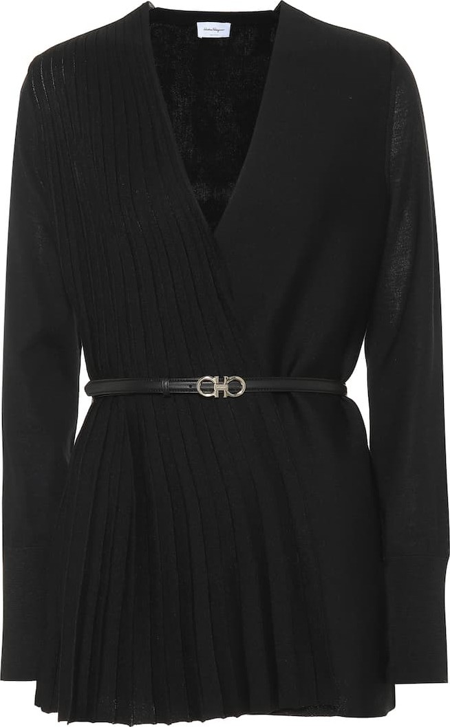 Salvatore Ferragamo Belted wool and silk cardigan
