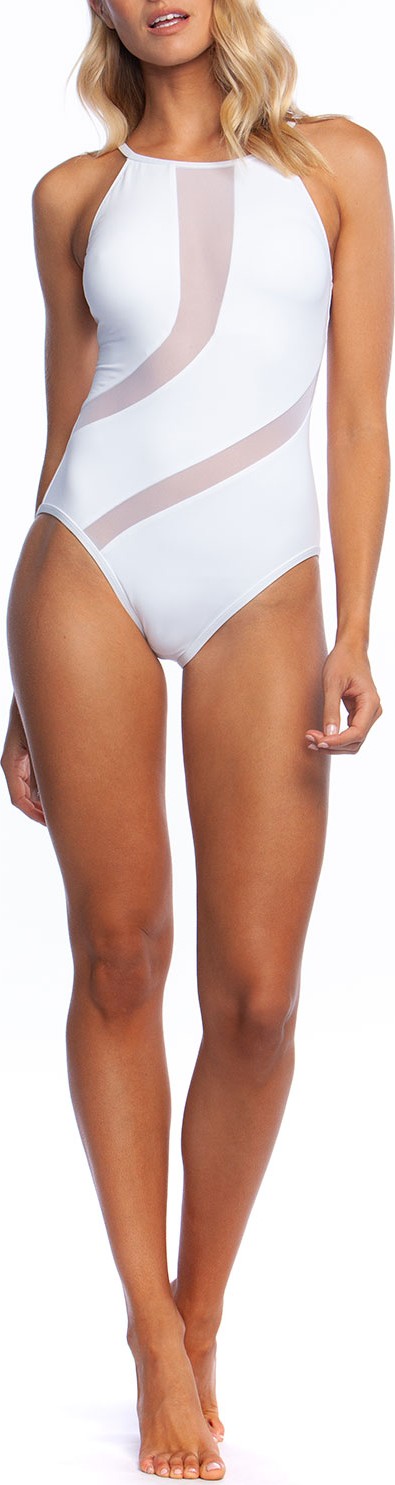 La Blanca Triple Threat High-Neck Mesh One-Piece Swimsuit
