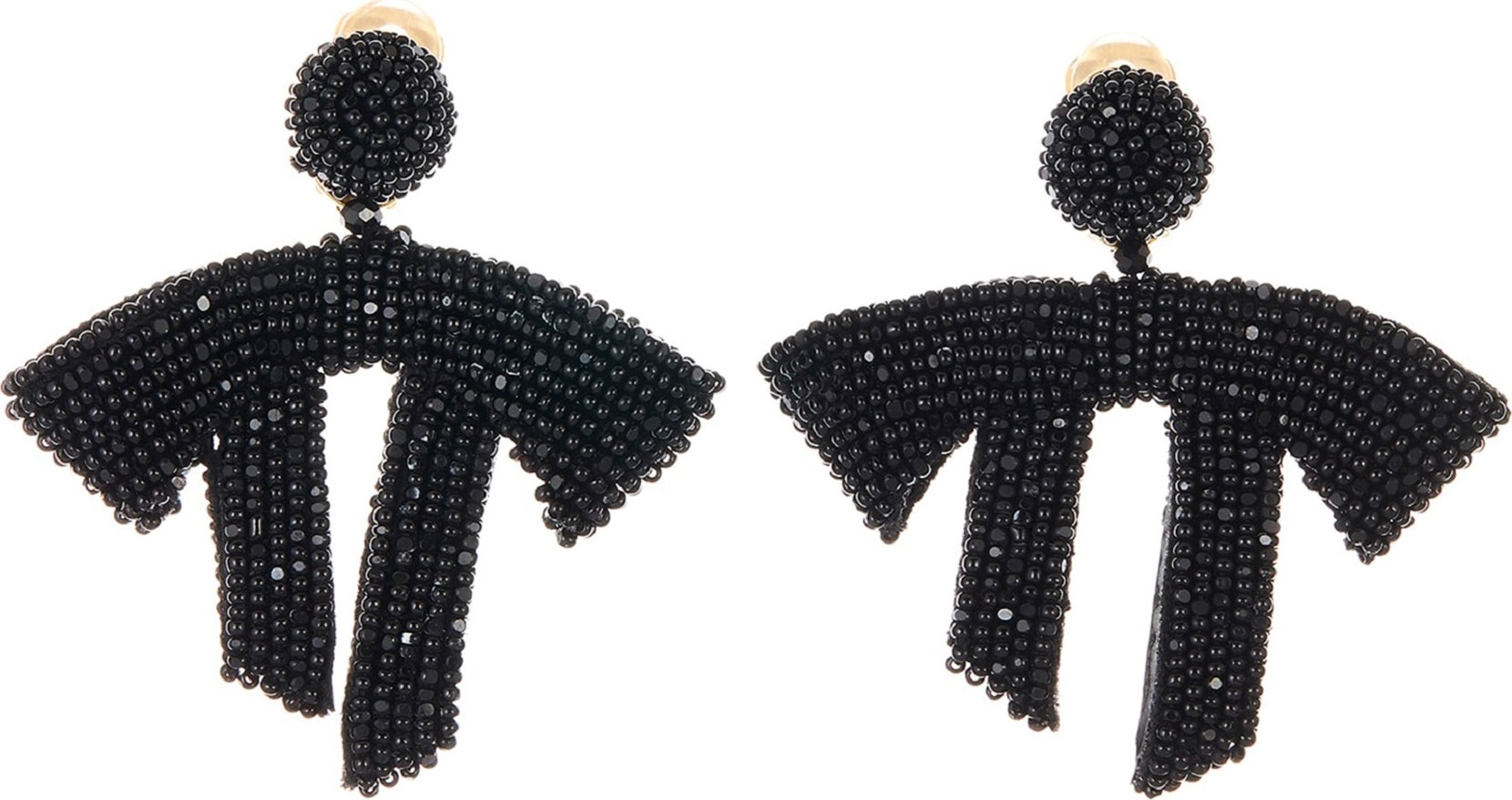 Oscar De La Renta Drape Beaded Clip-On Earrings