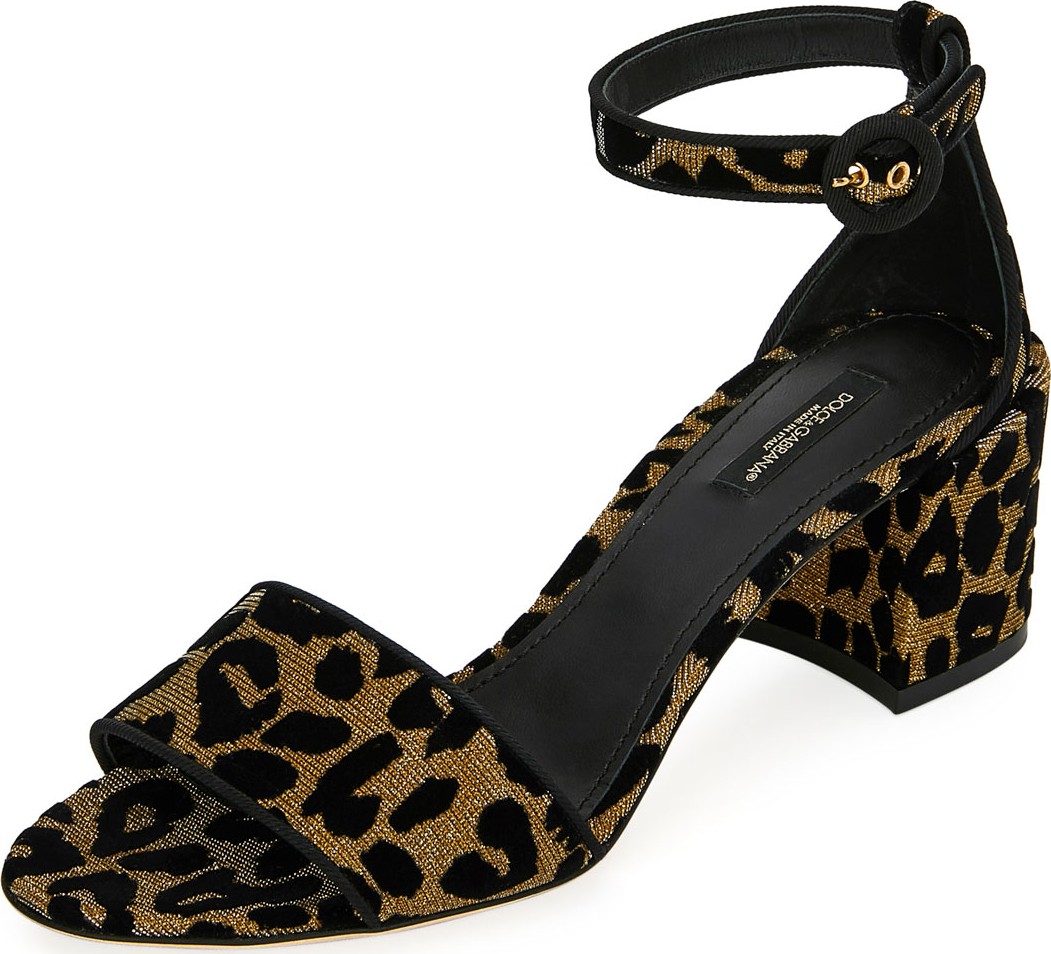 Dolce & Gabbana Leopard-Print Ankle Sandals