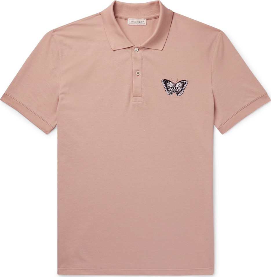 Alexander McQueen Embroidered Cotton-Piqué Polo Shirt